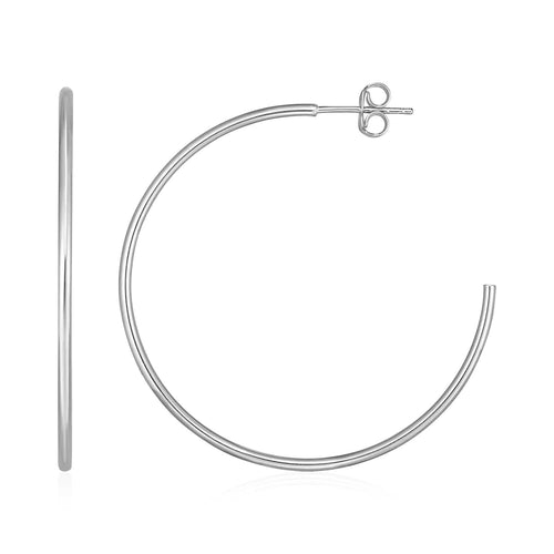 14k White Gold Polished Hoop Earrings(1.5x40mm) by Avera Group