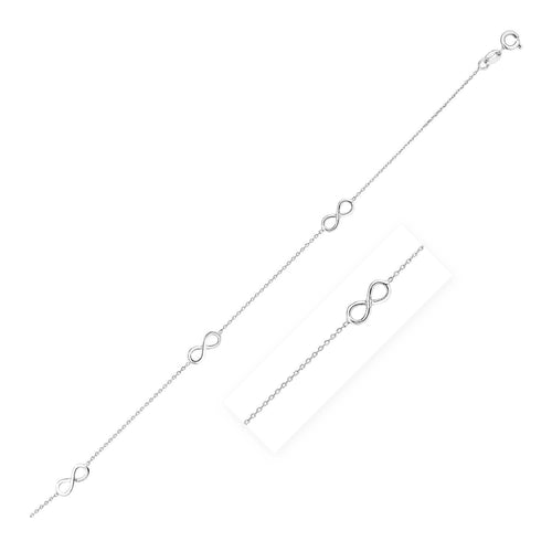 Sterling Silver Anklet with Infinity Symbols by Avera Group