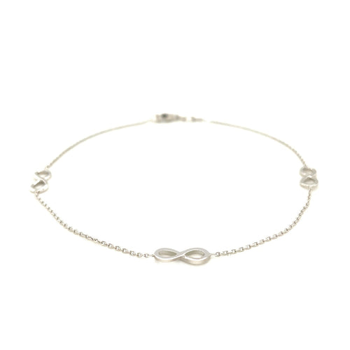 Sterling Silver Anklet with Infinity Symbols by Avera Group