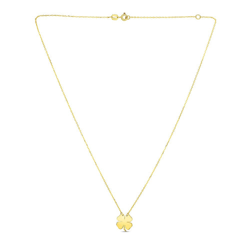 14K Yellow Gold Four Leaf Clover Necklace by Avera Group