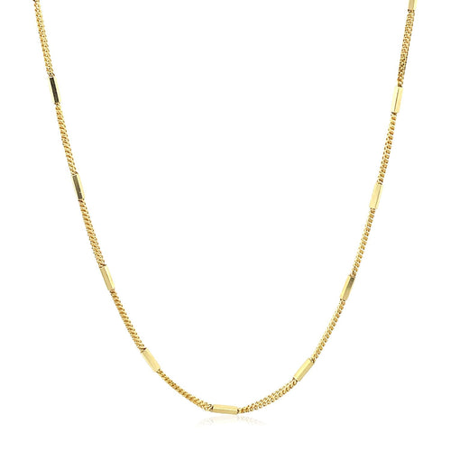Diamond Cut Bar Links Pendant Chain in Yellow Gold (1.30 mm) by Avera Group