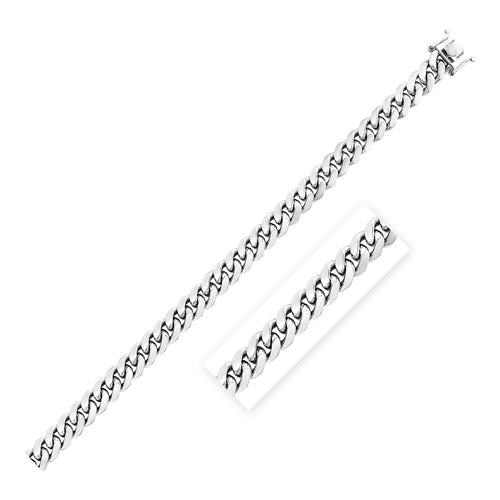 Sterling Silver Rhodium Plated Miami Cuban Chain (8.40 mm) by Avera Group