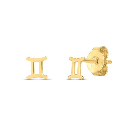 14K Yellow Gold Gemini Stud Earrings by Avera Group
