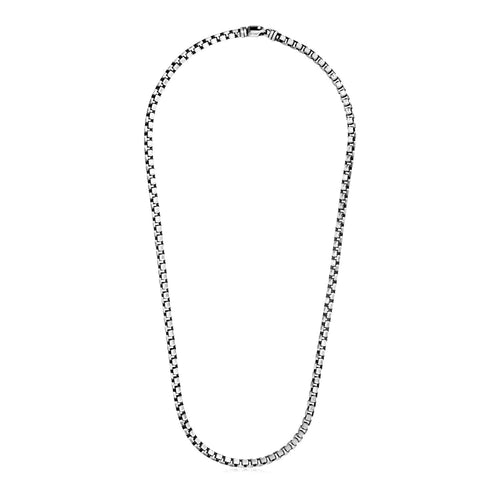Sterling Silver Gunmetal Finish Round Box Chain Necklace by Avera Group