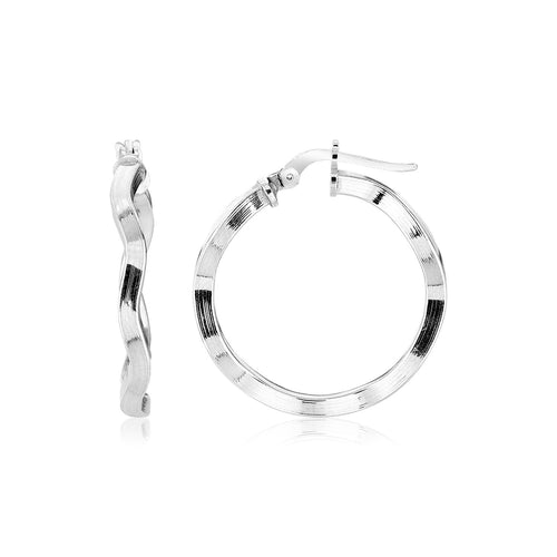 Sterling Silver Round Polished Wavy Profile Hoop Earrings(2x20mm) by Avera Group
