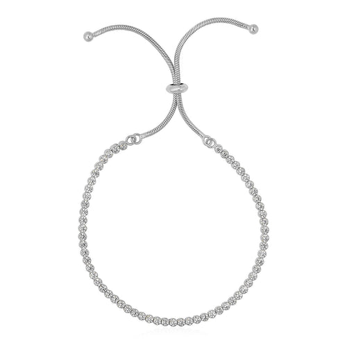 Adjustable Tennis Style Bracelet with Cubic Zirconia in Sterling Silver (4.00 mm) by Avera Group