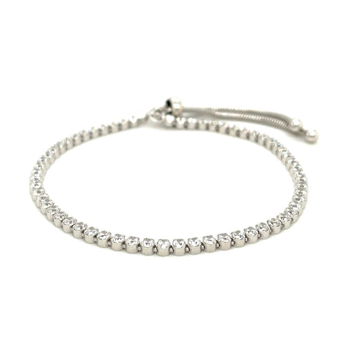 Adjustable Tennis Style Bracelet with Cubic Zirconia in Sterling Silver (4.00 mm) by Avera Group