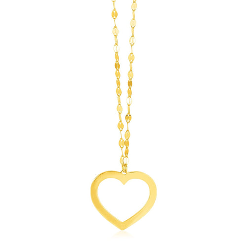 14k Yellow Gold Necklace with Reversible Heart Pendant by Avera Group