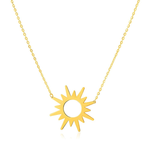 14K Yellow Gold Sunburst Necklace by Avera Group