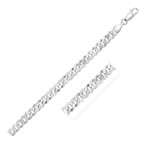 Rhodium Plated Sterling Silver Curb Style Chain (5.50 mm) by Avera Group