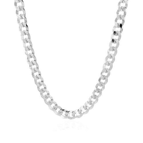 Rhodium Plated Sterling Silver Curb Style Chain (5.50 mm) by Avera Group