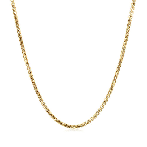 14k Yellow Gold Solid Round Box Chain (1.60 mm) by Avera Group