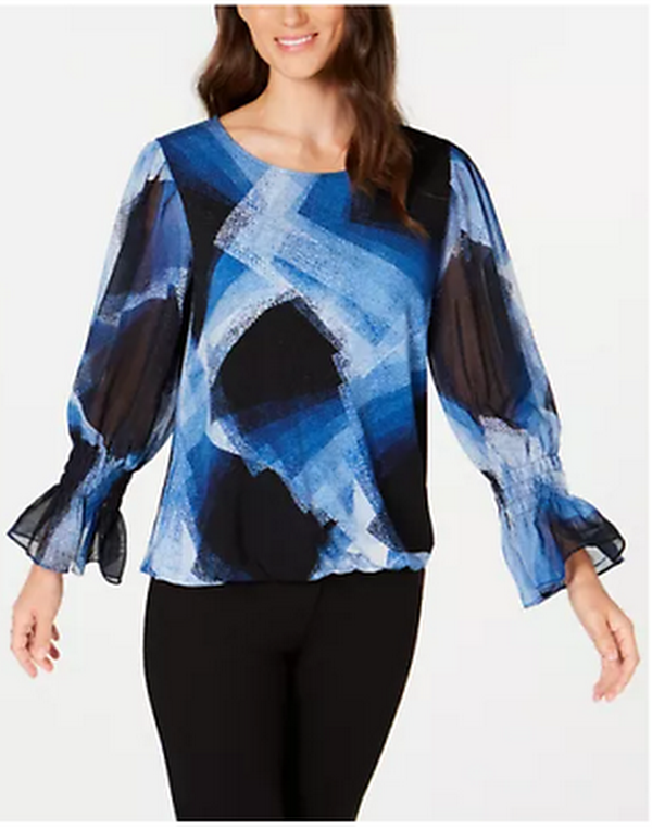 Alfani Petite Smocked-Sleeve Top, Size PL by Vanessa Jane