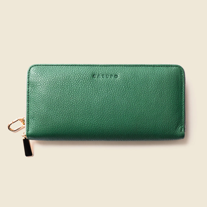 Large Zipper Wallet with Detachable Key Ring - Green by CASUPO