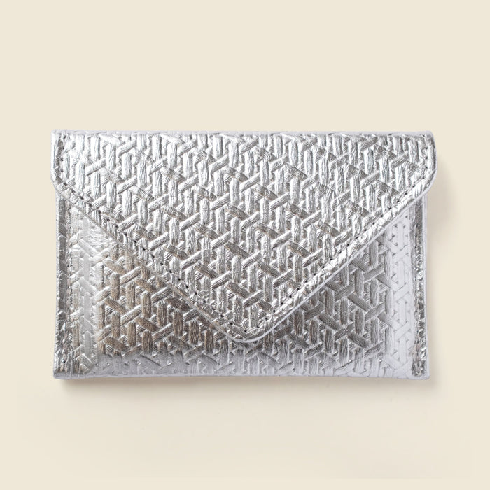 Mini Envelope Wallet With RFID protection - Silver Woven by CASUPO
