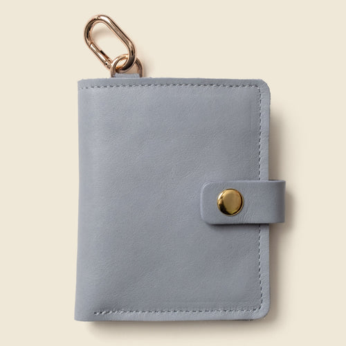 Leather Bifold Wallet with Snap & Key Ring - Ice Blue by CASUPO