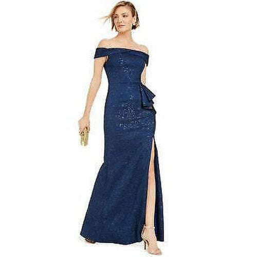 Adrianna Papell Womens Metallic Jacquard Gown by Vanessa Jane