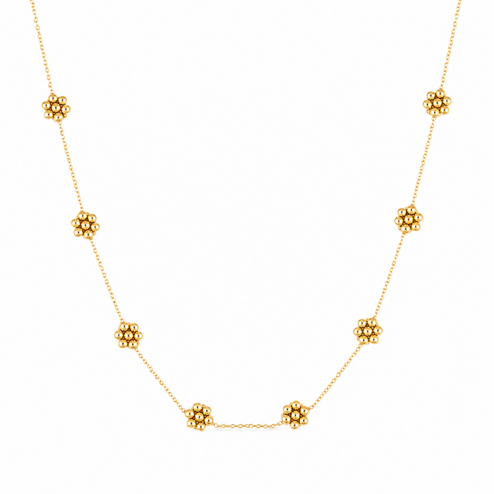 Dainty Golden Bead Flower Necklace - Waterproof Stainless Steel