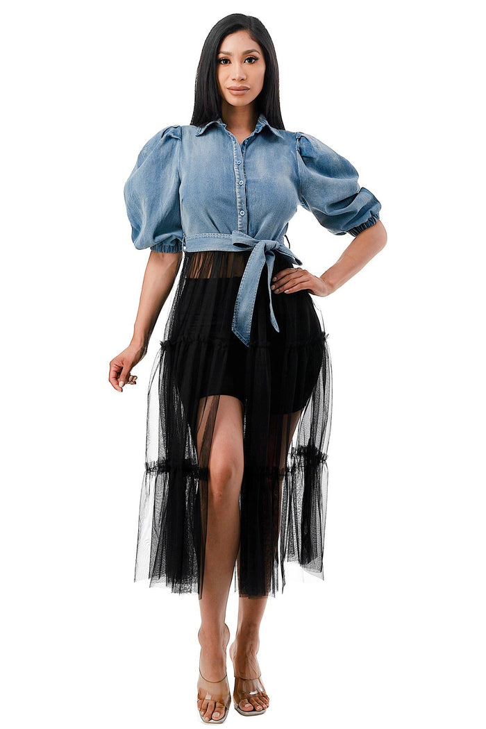 Denim Top & Tulle Skirt by The House of Stylez