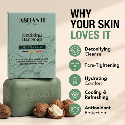Detoxing Green Tea & Mint Soap Bar by AshantiNaturals