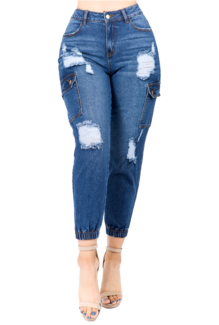 Distressed Cargo Joggers {26" Inseam} by The House of Stylez