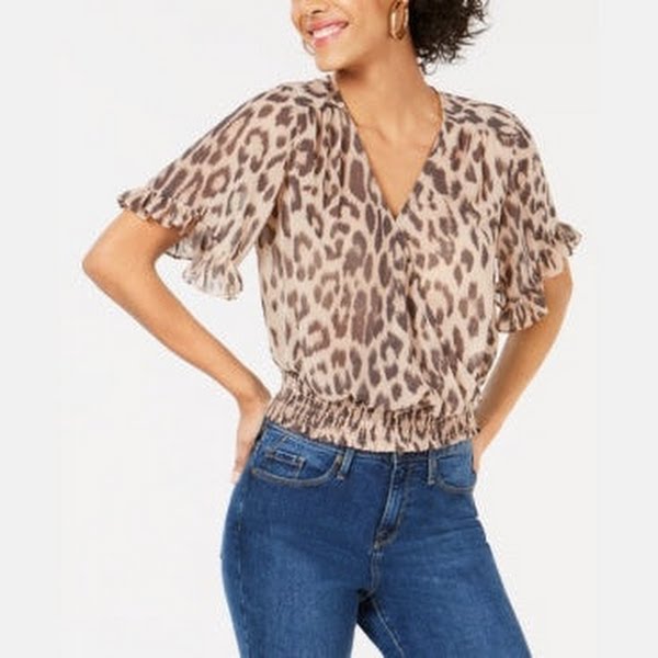 Bar III Leopard-Print Crop Top, Size Small by Vanessa Jane