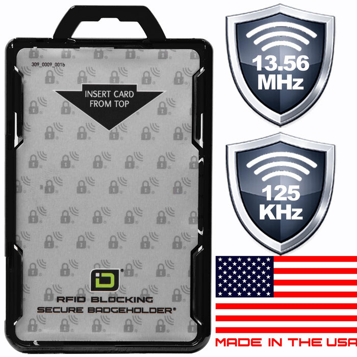 Secure Badge Holder BloxProx™ Lite PORTRAIT - Protects 125Khz HID Prox - 1 ID Card Holder by ID Stronghold