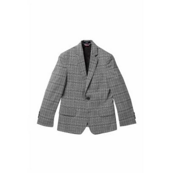 Tommy Hilfiger Big Boys Stretch Windowpane Plaid Suit Jacket, Black, Size 16 by Vanessa Jane