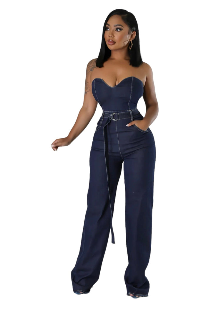 Denim Sweetheart Jumper w/ Belt by The House of Stylez