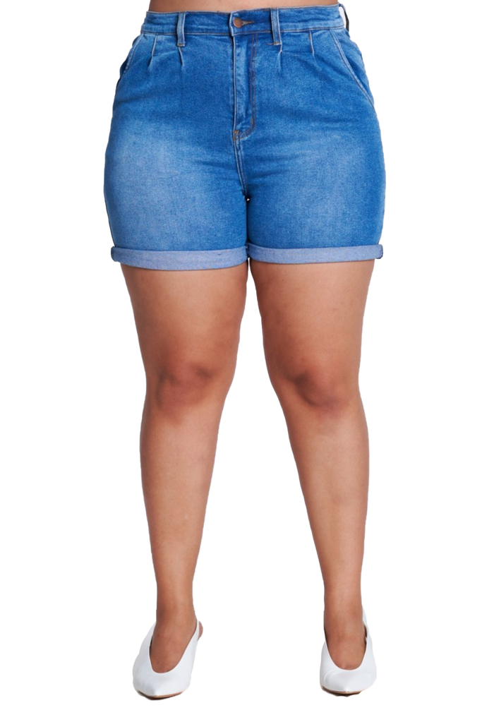{{ES1652}} Curvy Cuffed Shorts with side pockets (Short Cuffs can roll down) by The House of Stylez