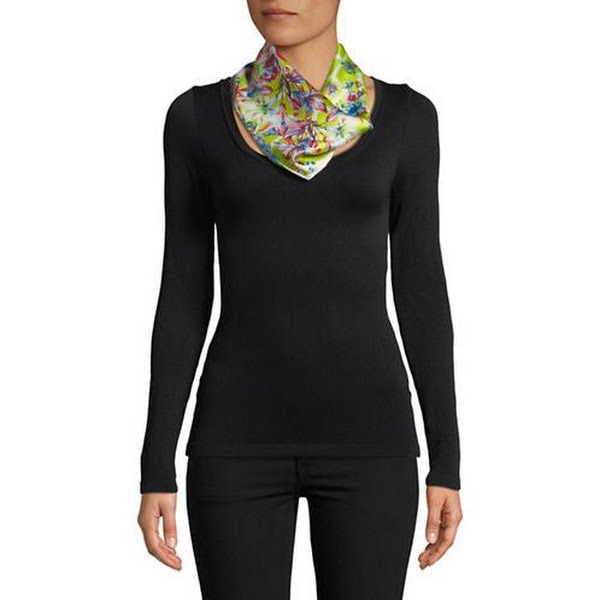 Echo Adelaide Floral Print Silk Diamond Scarf, Lime, OS by Vanessa Jane