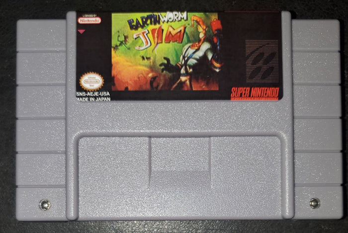Eathworm Jim SNES Video Game Cartridge Super Nintendo 1994 by VintageVideoGameStore