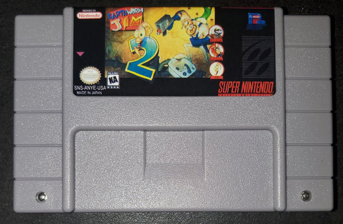 Eathworm Jim 2 SNES Video Game Cartridge Super Nintendo 1995 by VintageVideoGameStore