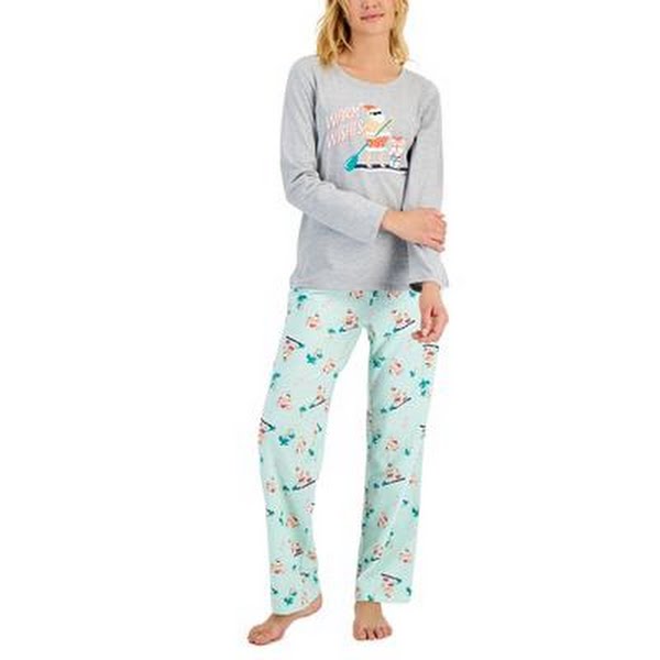 Family Pajamas Matching Womens Tropical Santa Mix It Pajama Set by Vanessa Jane