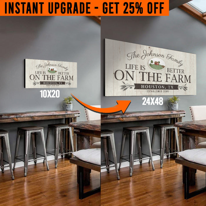 Upgrade Your 20x10 Inches 'Life is better on the Farm' (Style 1) Canvas To 48x24 Inches by Tailored Canvases