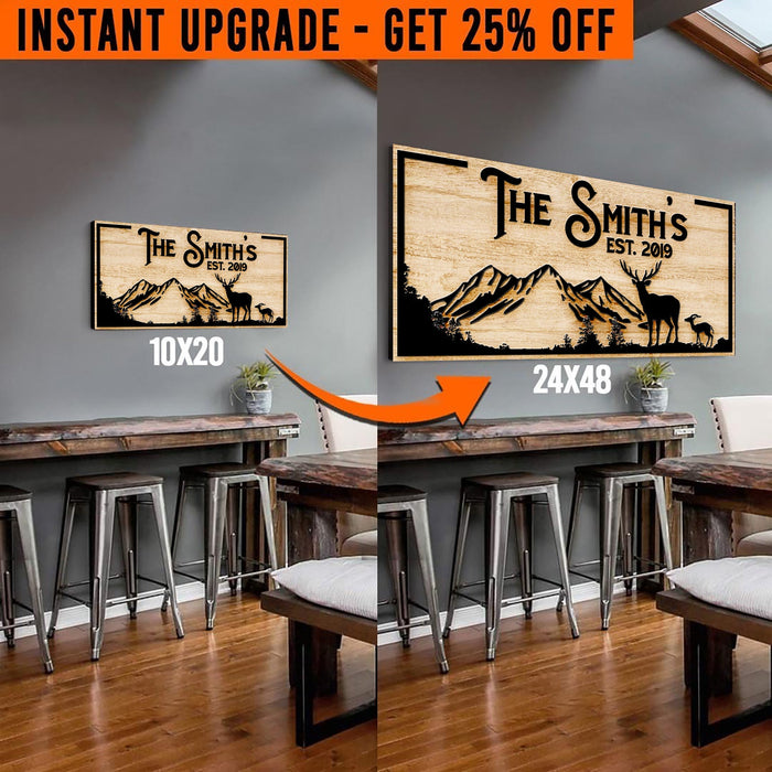 Upgrade Your 20x10 Inches 'Family Mountain Sign' (Style 2) Canvas To 24x48 Inches by Tailored Canvases