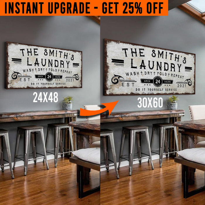 Upgrade Your 48x24 Inches 'Personalized Laundry Room' (Style 1) Canvas To 60x30 Inches by Tailored Canvases