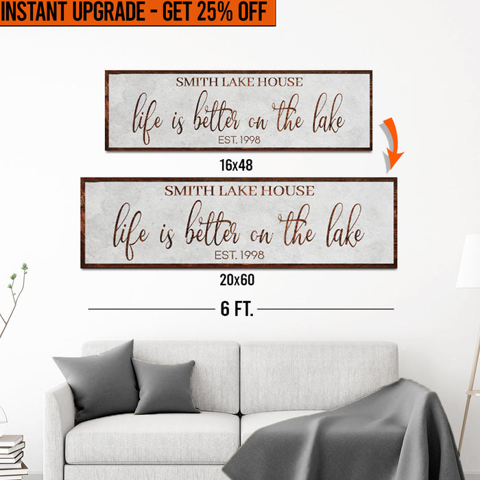 Upgrade Your 16x48 Inches 'Life Is Better On The Lake' (Style 2) Canvas To 20x60 Inches by Tailored Canvases