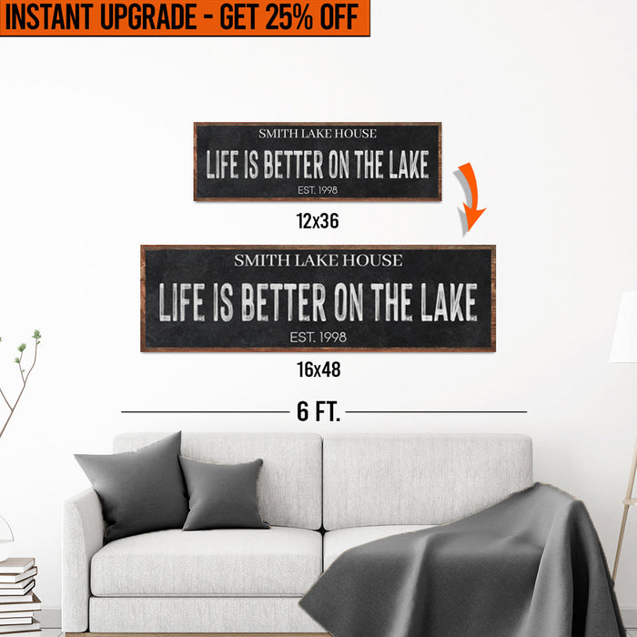 Upgrade Your 12x36 Inches 'Life Is Better On The Lake' (Style 3) Canvas To 16x48 Inches by Tailored Canvases