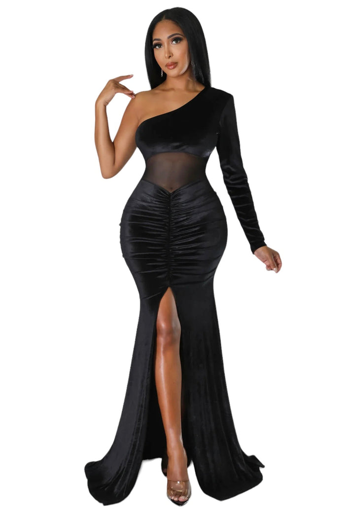 One Shoulder Velvet Cocktail Dress by The House of Stylez