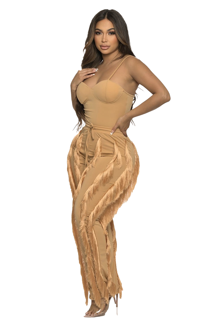 Two Piece Bodysuit & Tassel Pants Set {has very good stretch} by The House of Stylez