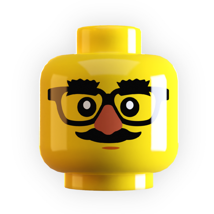 Funny Glasses on Minifig Head made using LEGO part by B3 Customs