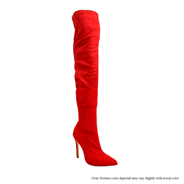 Gisele - Red Ultra Suede {Order 1/2 Size Larger} by The House of Stylez