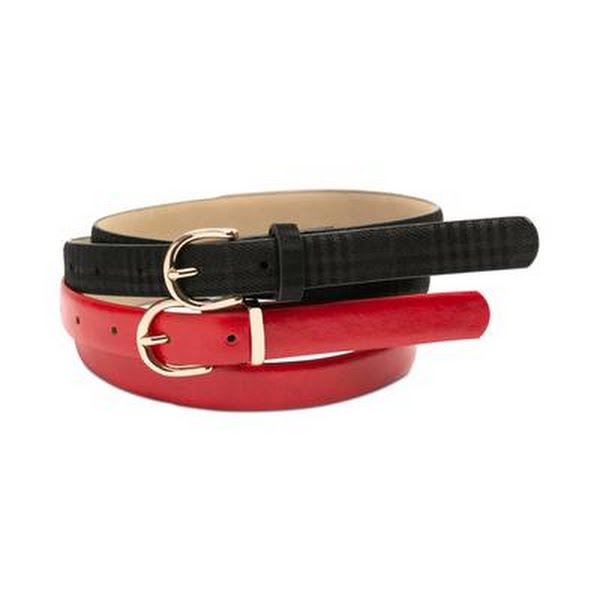 Giani Bernini Plus Size Two-for-One Smooth and Plaid Belts, Size 1X by Vanessa Jane