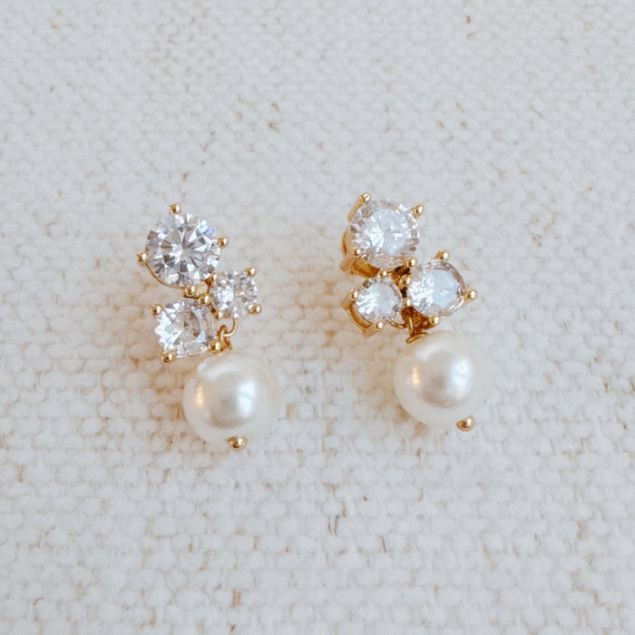Golden Sparkle Pearl Drop Earrings