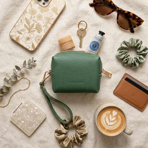 Mini Zipper Bag with Wristlet - Green by CASUPO