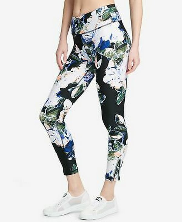 DKNY Sport Luminescence Printed High Rise Ankle Leggings, Size Large by Vanessa Jane