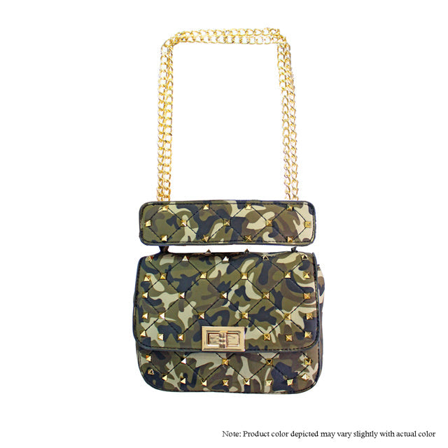 Camo Studded Crossbody Bag by The House of Stylez