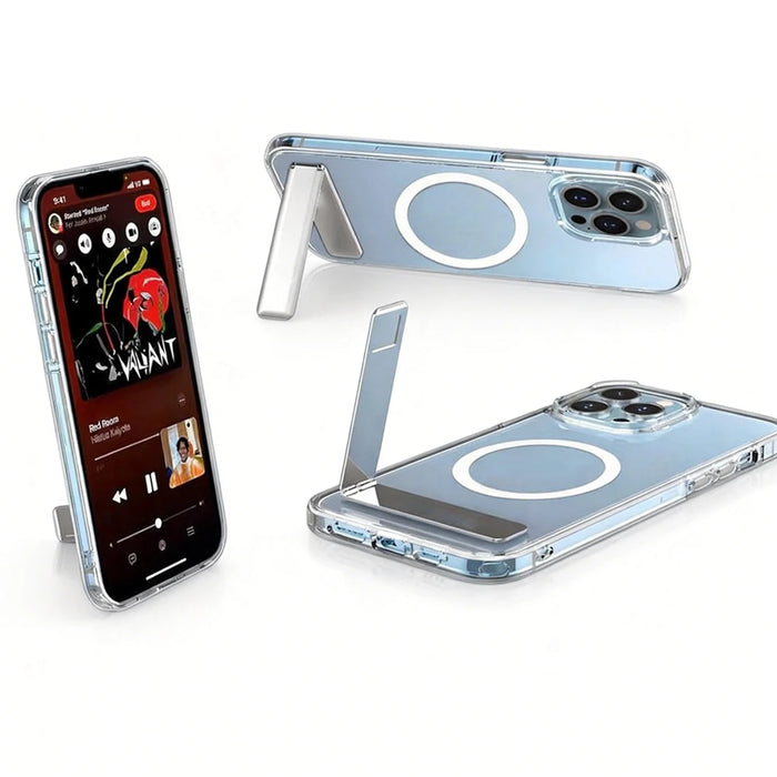 Magnetic Clear Shockproof Phone Case with Kickstand for iPhone 17 16 15 14 Pro Max 13 12 11 Mini Plus by Merch Section