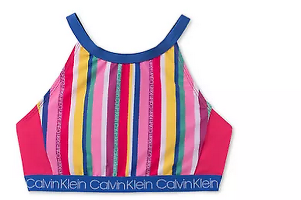 Calvin Klein Big Girls Striped Bikini Top, Size XL-16 by Vanessa Jane